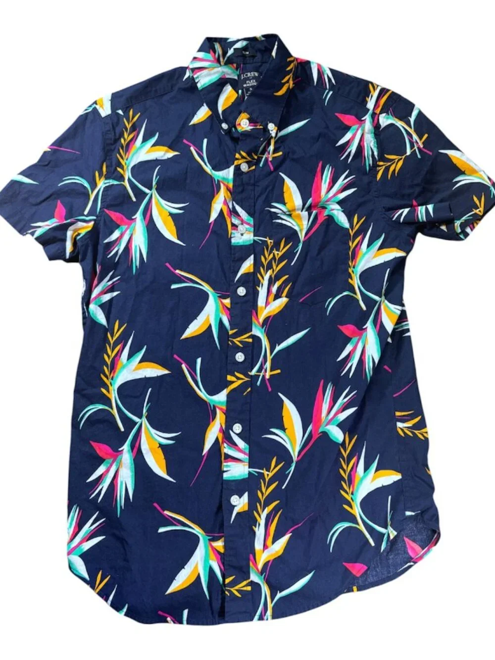 J.Crew Flex Slim Fit Hawaiian Shirt Men’s Small Multicolor Washed Cotton